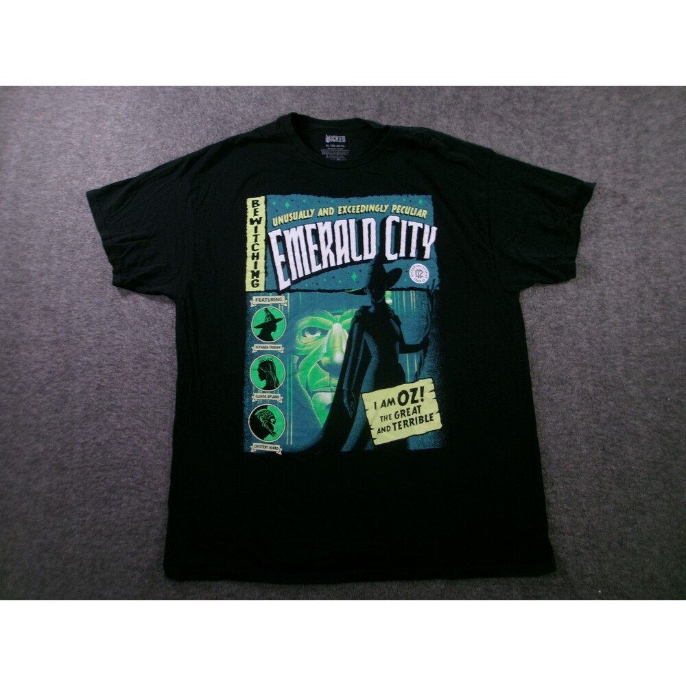 Wicked For Good Shirt Mens XL Black Emerald City Broadway Movie Short Sleeve